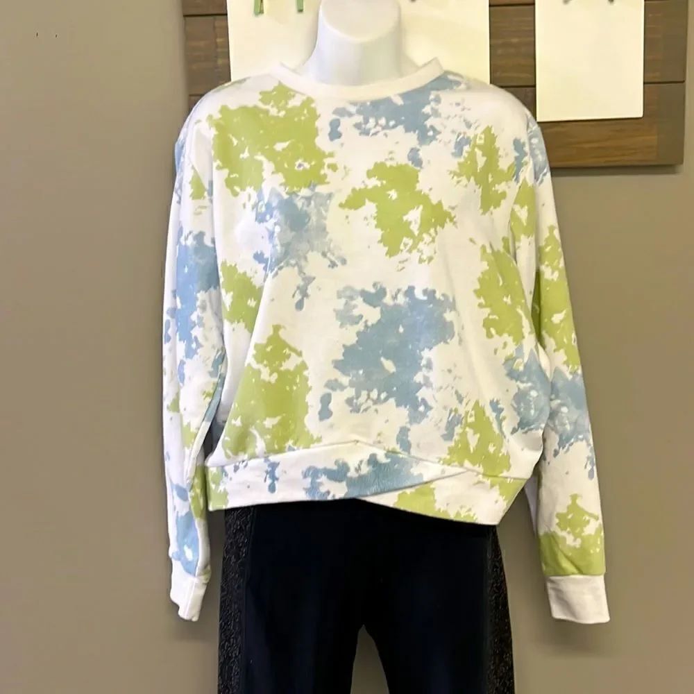 Just Be Green and Blue Tie Dye Soft and Comfy Crewneck Sweatshirt- Medium